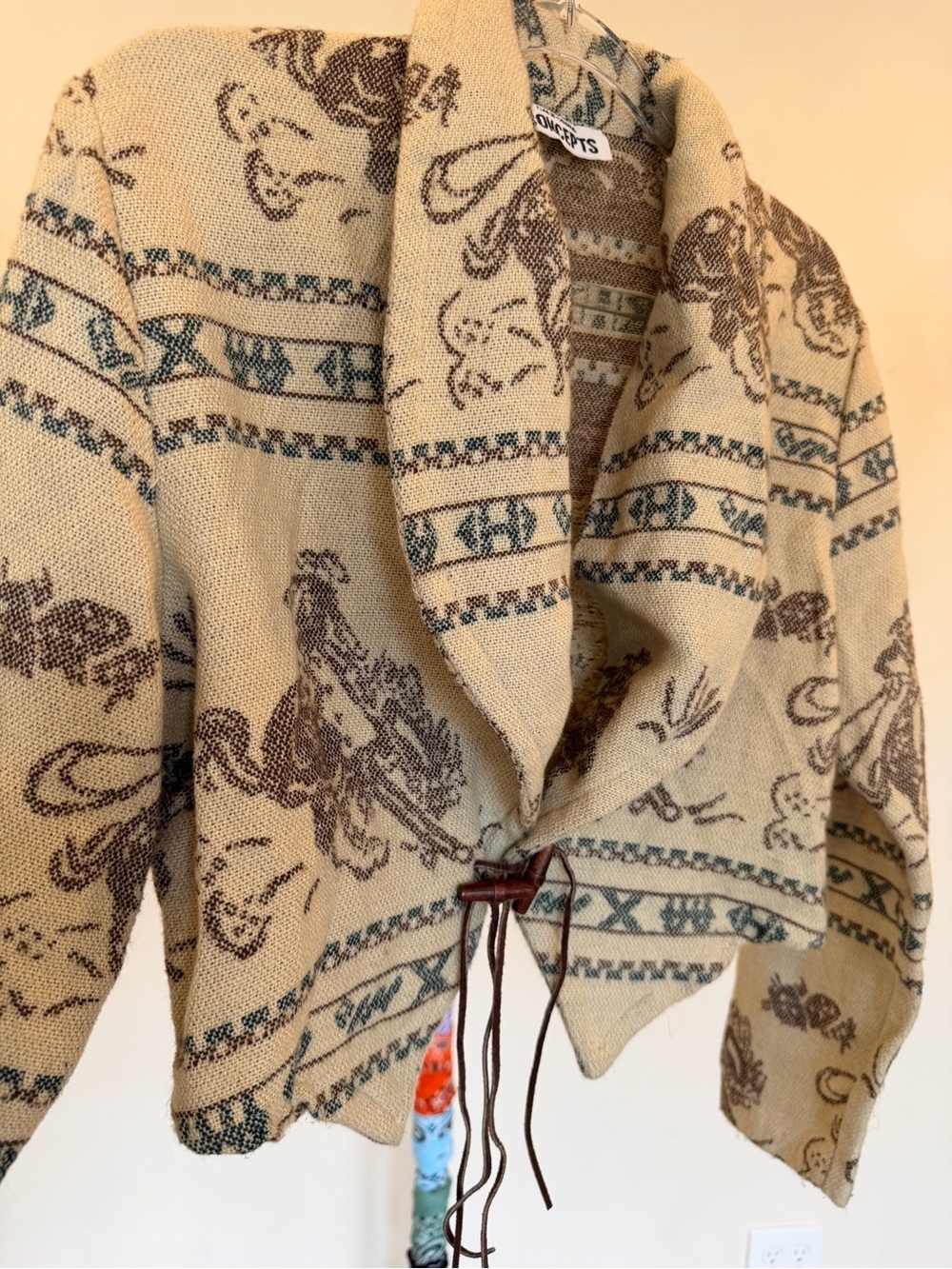 Vintage 80s California Concepts Western Shawl Cardigan Jacket Rodeo Cowgirl